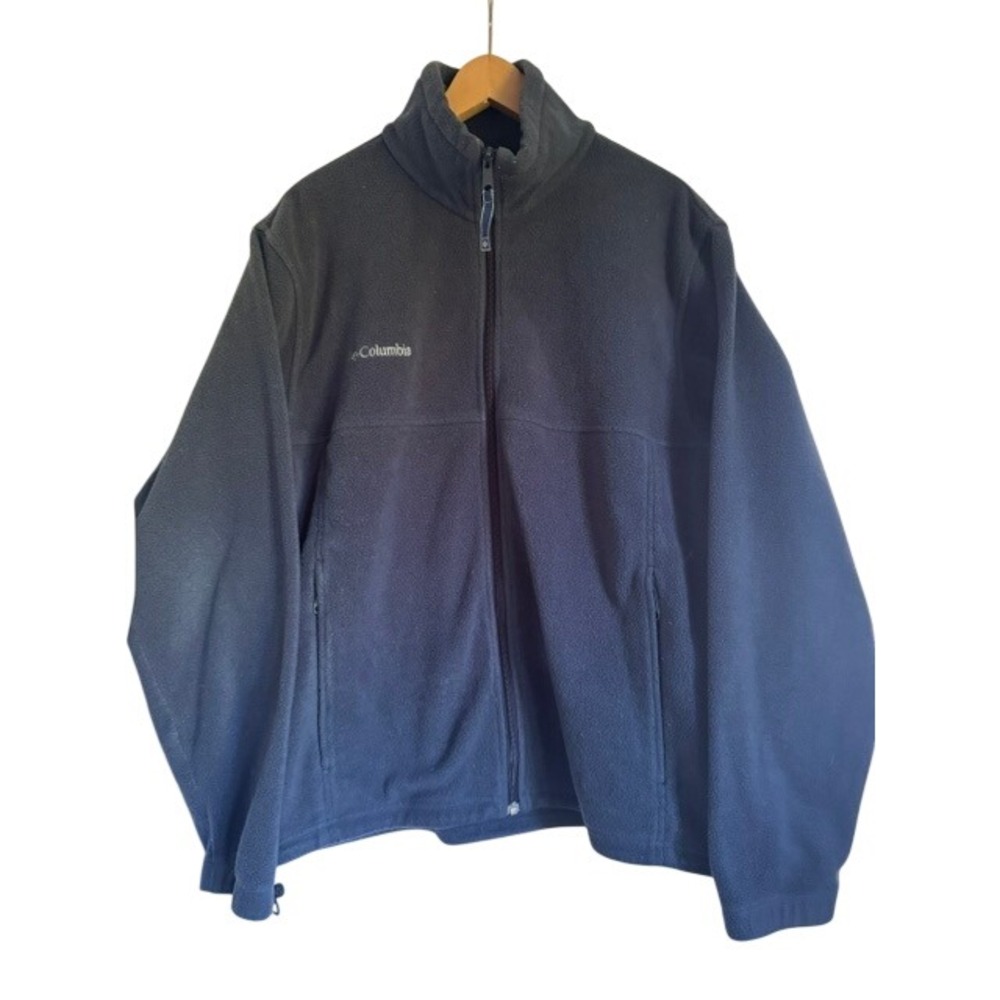 Columbia Mens Full Zip Fleece Jacket Navy Blue Mock Neck WM6113 Size M